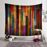 Lofaris Retro Colored Wooden Architecture Family Wall Tapestry